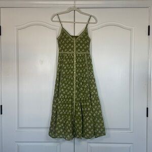 Bila 77 Green Floral Tiered Midi Dress - Boho Cottagecore - XS